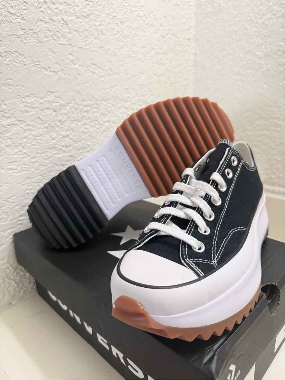 Converse Black Platform Run Star Hike Low Top Sneakers